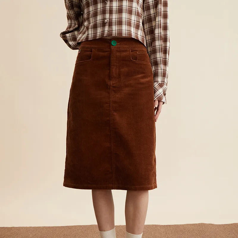 AMAZING SONG Casual Long Skirts Women's Cocoa Brown-2