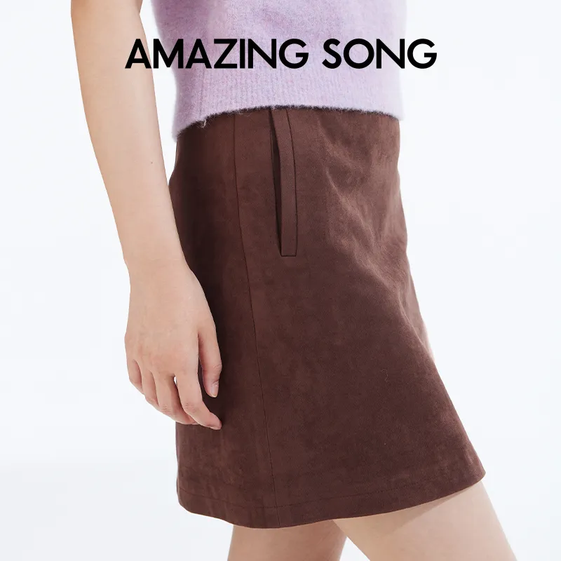 AMAZING SONG Short Skirt Women's Mocha-4