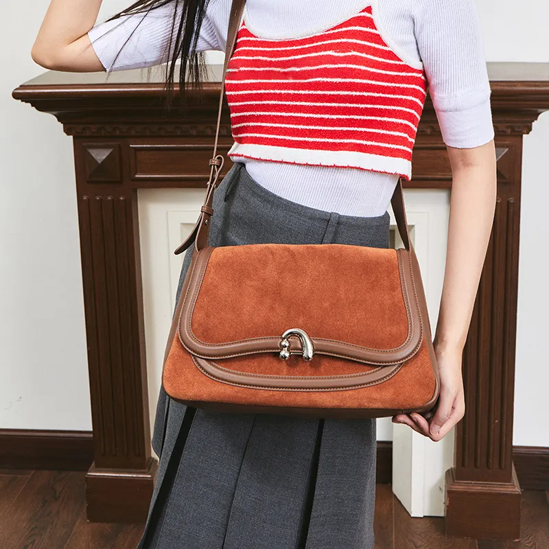 AMAZING SONG Cow Leather Shoulder Bag, Crossbody Bag Large Size Women's-22