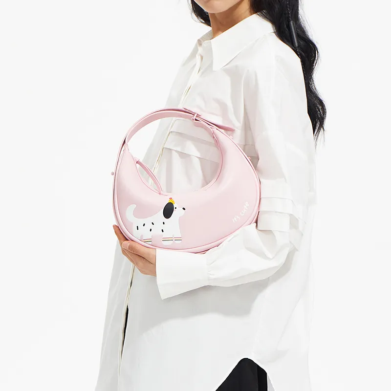 AMAZING SONG Cow Leather One Shoulder Handbags Regular Women's Cream White/Hug Pink-15
