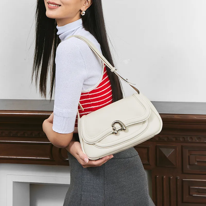 AMAZING SONG Cow Leather Nubuck Handheld Bag Saddle Bag Shoulder Bag Women's Black/White/Green/Red-22