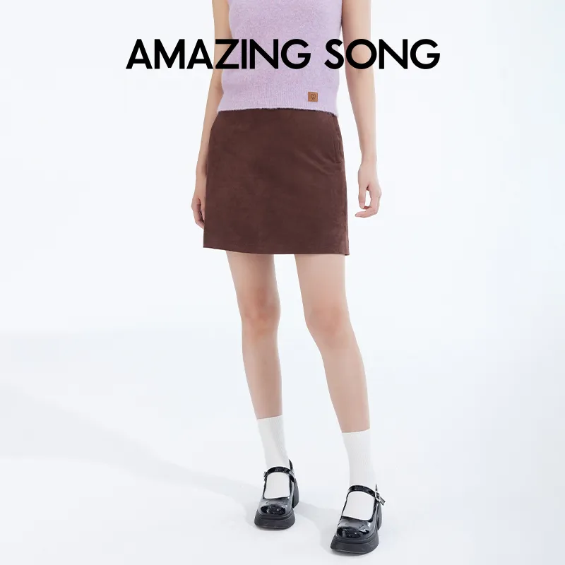 AMAZING SONG Short Skirt Women's Mocha-5