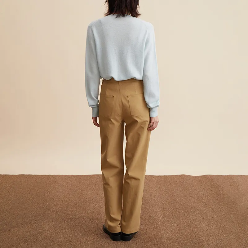 AMAZING SONG Casual Pants Women's Khaki Brown-4