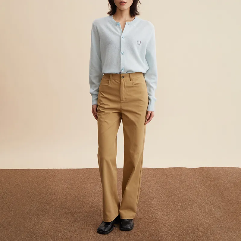 AMAZING SONG Casual Pants Women's Khaki Brown-3