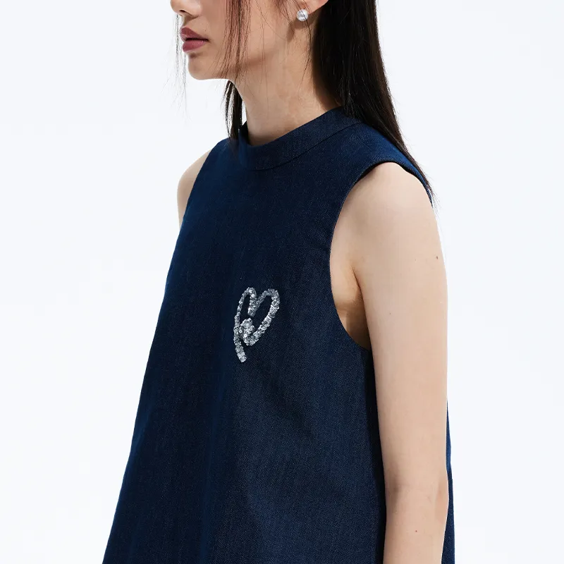 AMAZING SONG Tank Top Women's Denim Blue-2