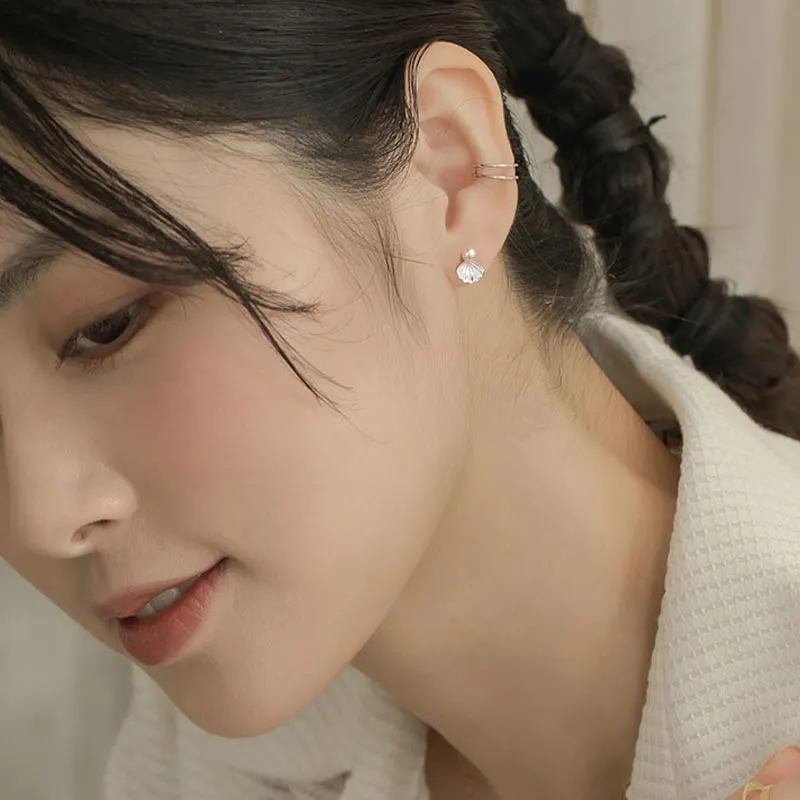 SHARK BABY S999 Fine Silver Stud Earrings Women's-1