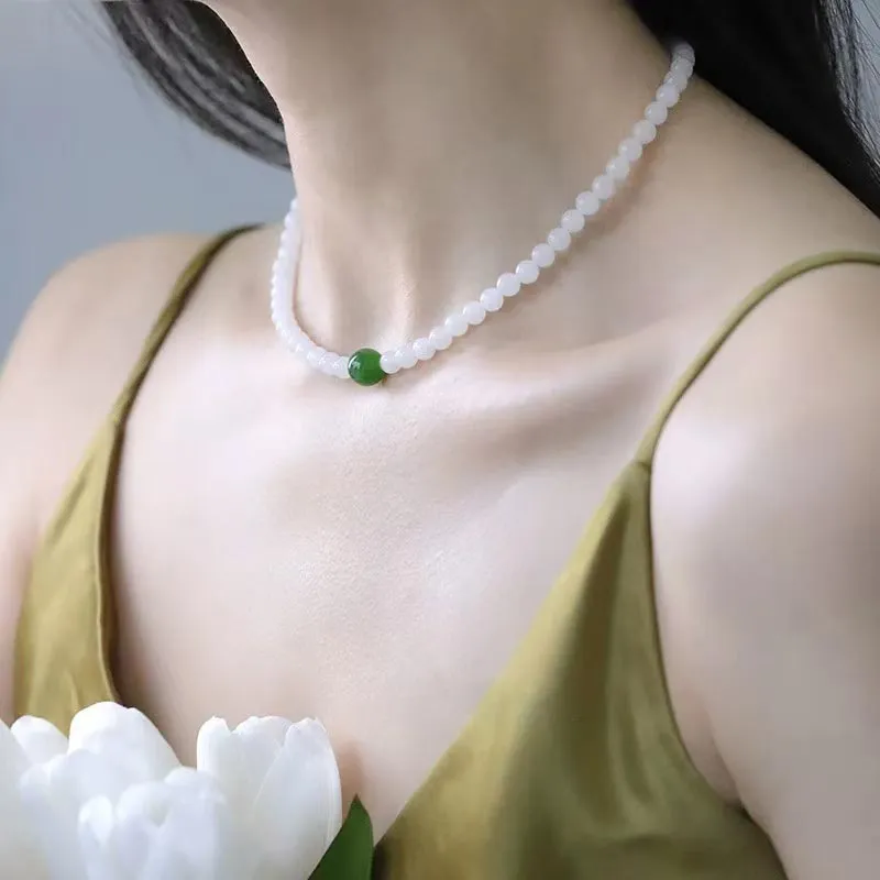 SHARK BABY Golden Silk Jade Necklaces Women's-5