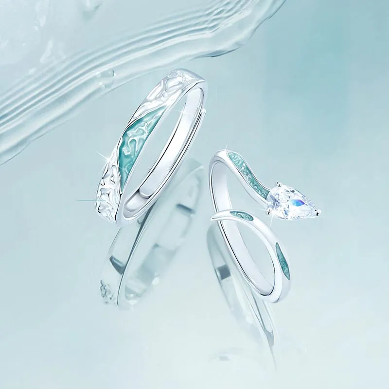 DAN DREAM S999 Fine Silver, Glue Drip Rings Unisex-7