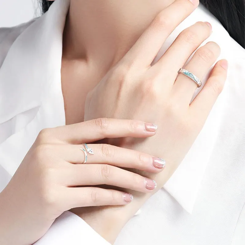 DAN DREAM S999 Fine Silver, Glue Drip Rings Unisex-2