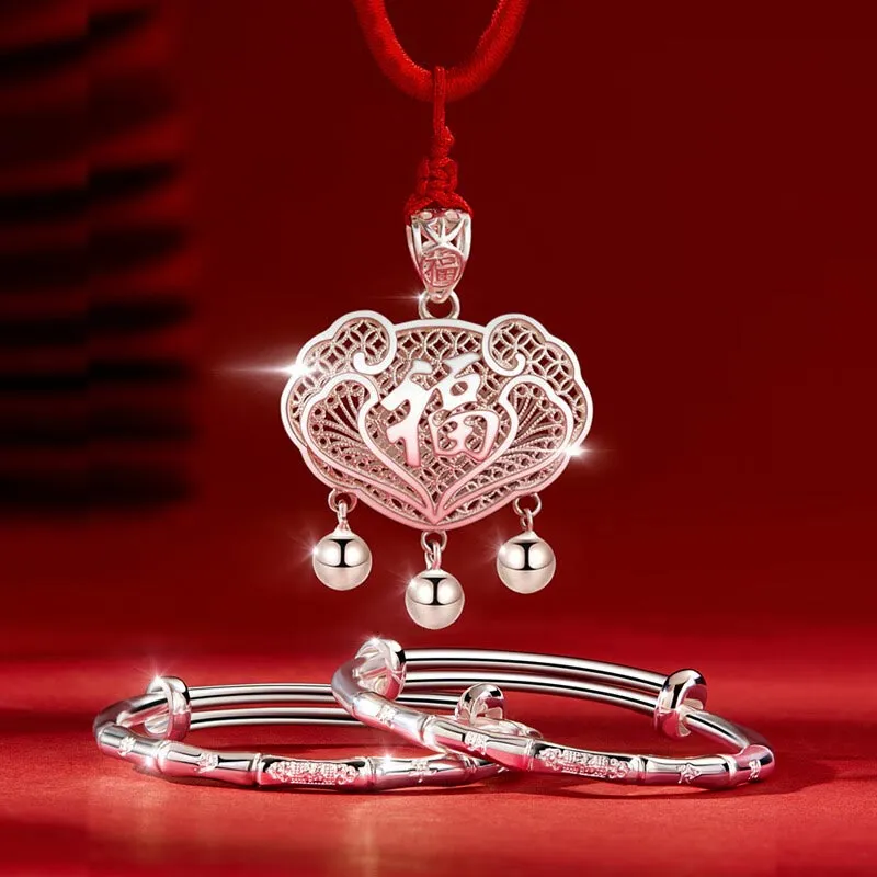 SHARK BABY S999 Fine Silver Cloth Rope Necklaces Women's-1