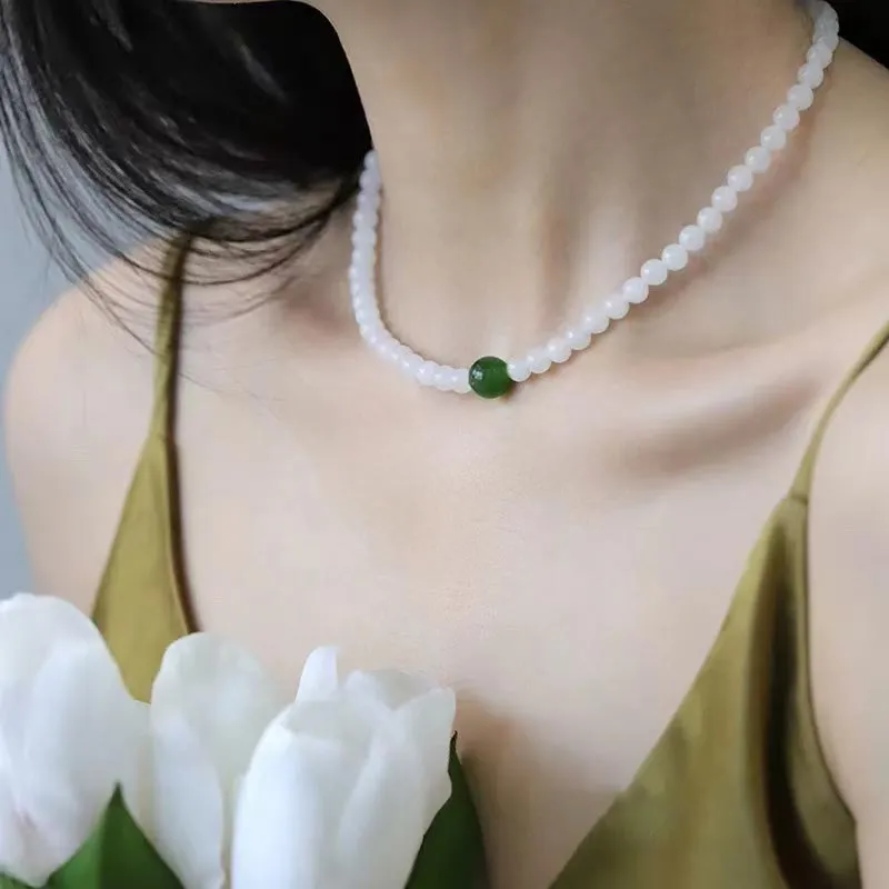 SHARK BABY Golden Silk Jade Necklaces Women's-4