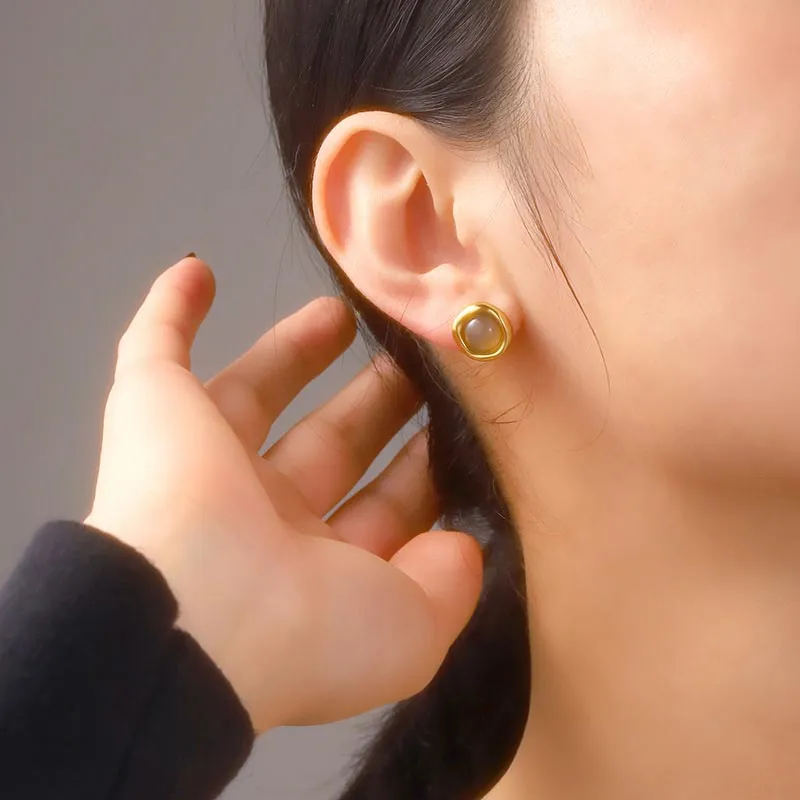 SHARK BABY Colored Glaze Jade Stud Earrings Women's-1