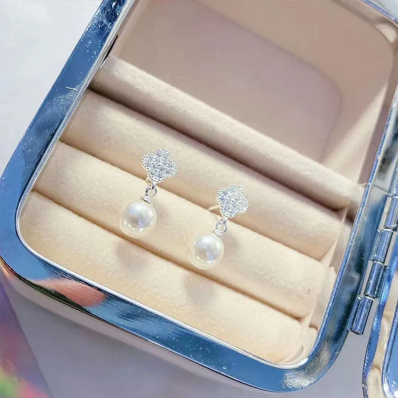 SHARK BABY S990 Sterling Silver, Faux Pearl Earrings Women's-6