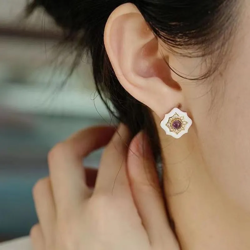 DAN DREAM Colored Glaze Stud Earrings Women's-3