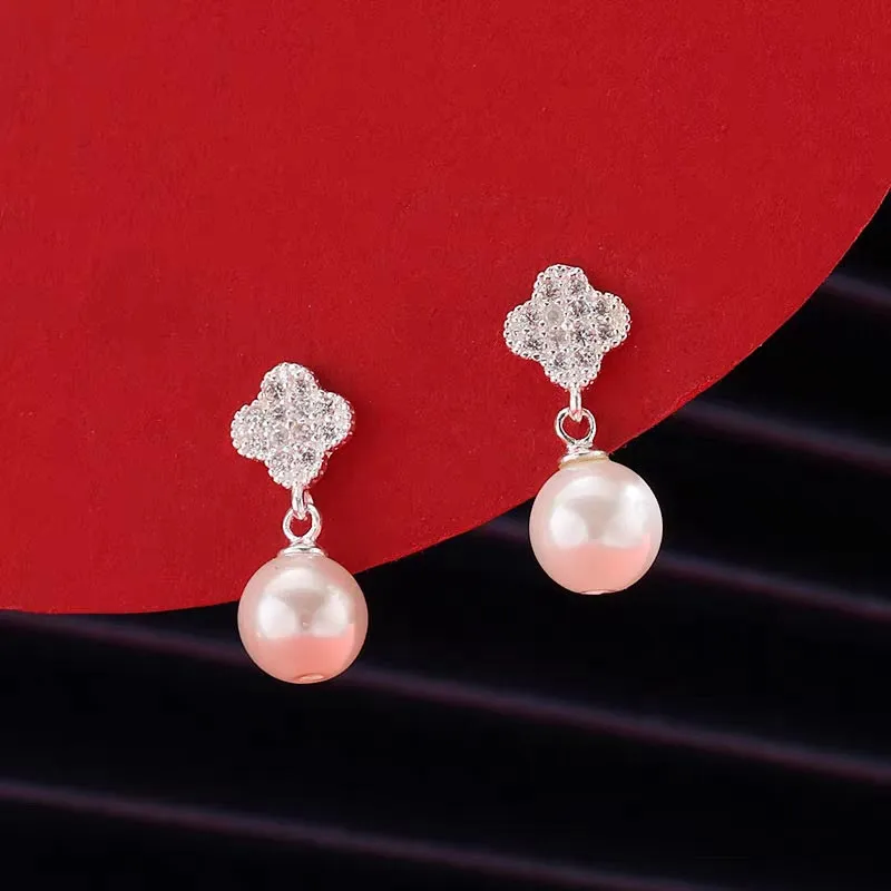 SHARK BABY S990 Sterling Silver, Faux Pearl Earrings Women's-4