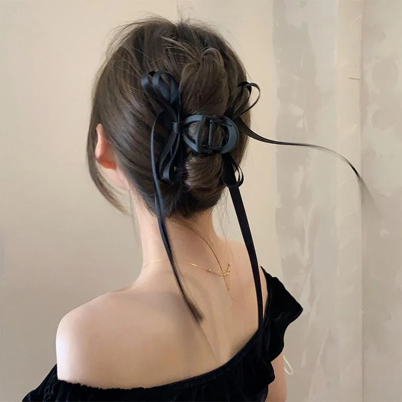 DAN DREAM Acrylic Fabric Hair Clips Women's Black-4