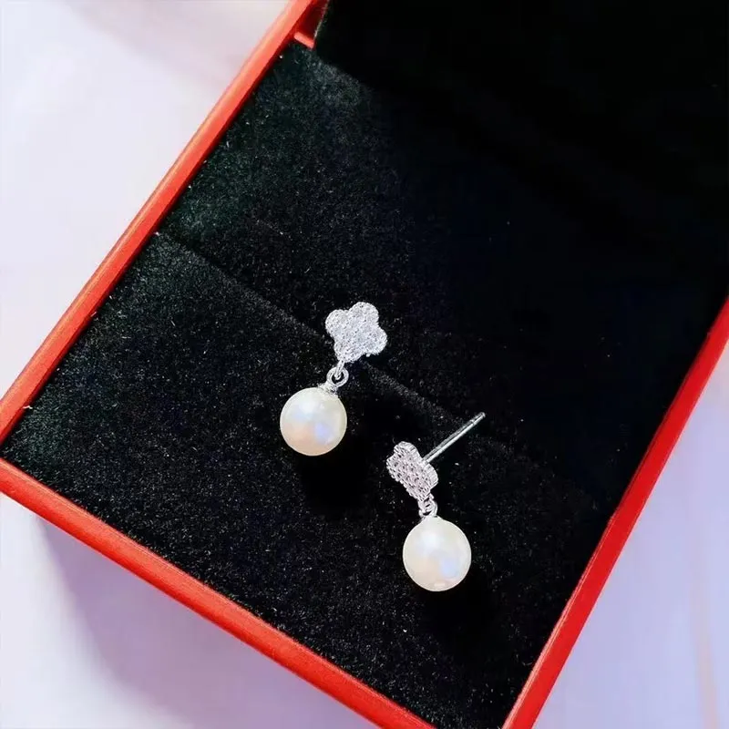 SHARK BABY S990 Sterling Silver, Faux Pearl Earrings Women's-5