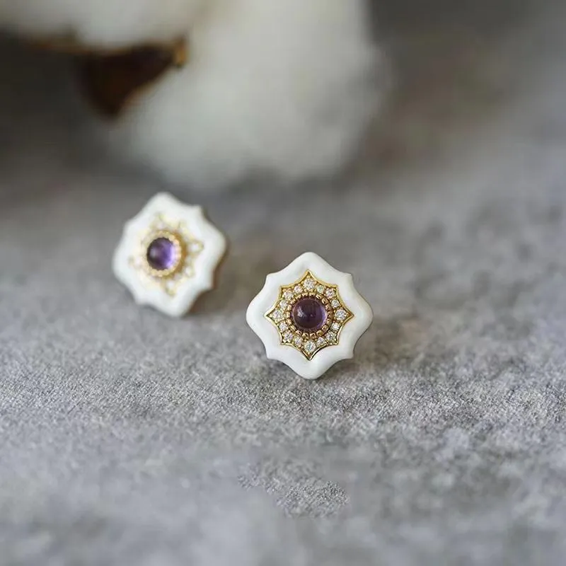 DAN DREAM Colored Glaze Stud Earrings Women's-4