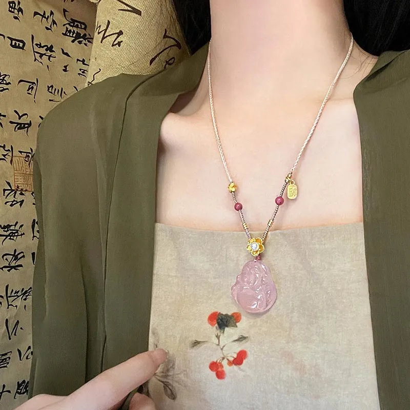 SHARK BABY Chalcedony Collarbone Chain Necklace Women's-4