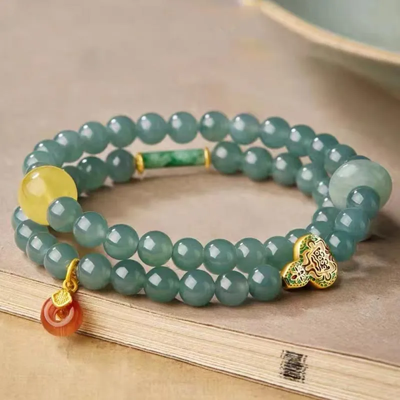 SHARK BABY Glutinous Jade Beaded Bracelet Hand Accessory Women's-4