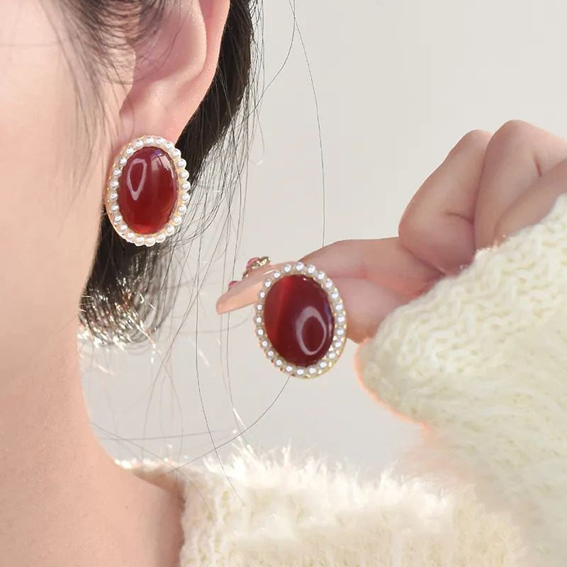 DAN DREAM Colored Glaze Stud Earrings Women's-1