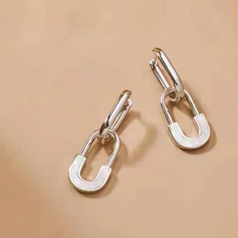 DAN DREAM White Shell Earrings Women's-5