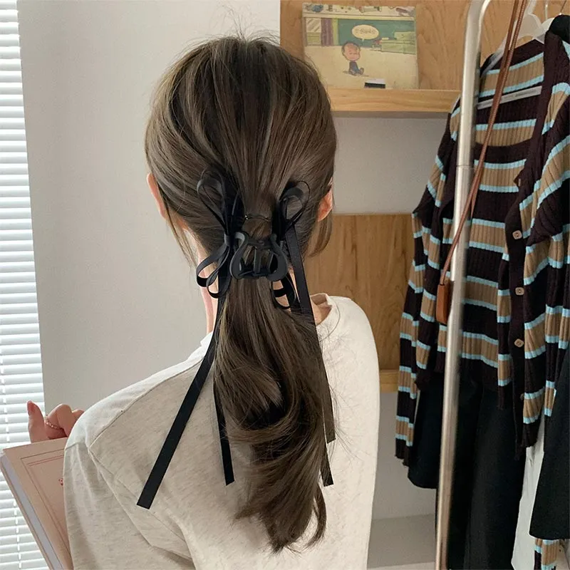 DAN DREAM Acrylic Fabric Hair Clips Women's Black-3