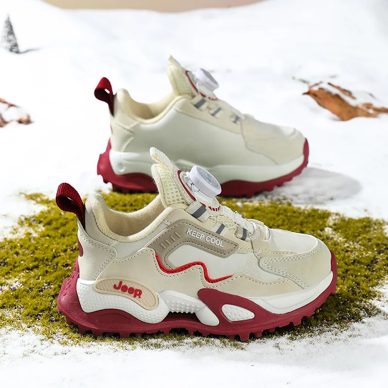 Jeep Durable Warm Low Top Kids' Running Shoes Beige Burgundy Kids'-2