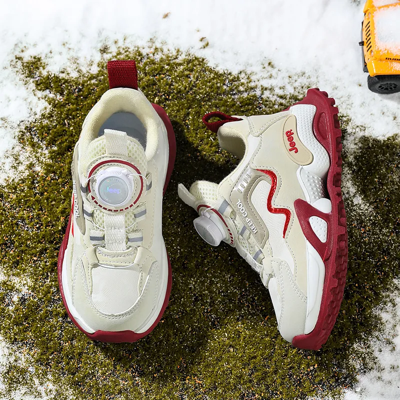 Jeep Durable Warm Low Top Kids' Running Shoes Beige Burgundy Kids'-4