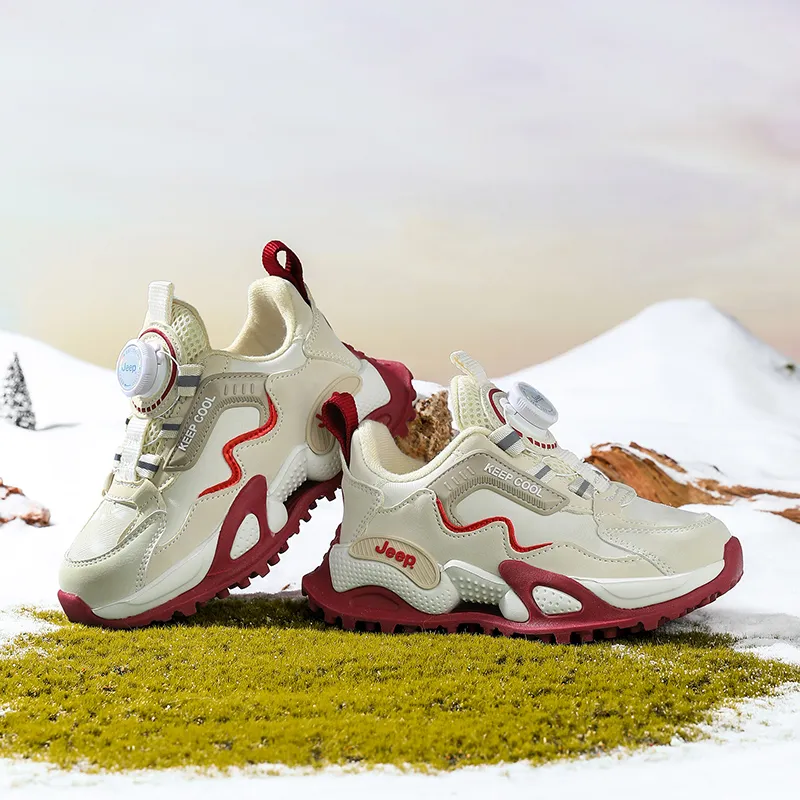 Jeep Durable Warm Low Top Kids' Running Shoes Beige Burgundy Kids'-1