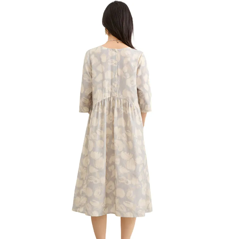 JINJU Long-Sleeved Dresses Women's Beige Blue-0