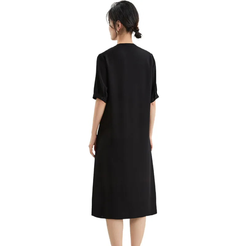 JINJU Short Sleeved Dress Women's Black-1
