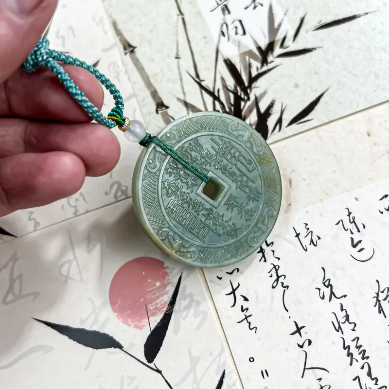 Tang Zhi Natural Serpentine Jade Necklaces Unisex-2