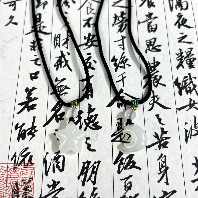 Tang Zhi Natural Serpentine Jade Necklaces Unisex-4