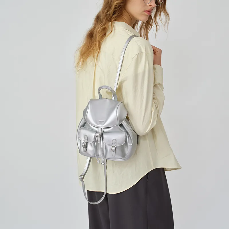 LA FESTIN Cow Leather With Synthetic Leather Backpack Women's Multicolor-12