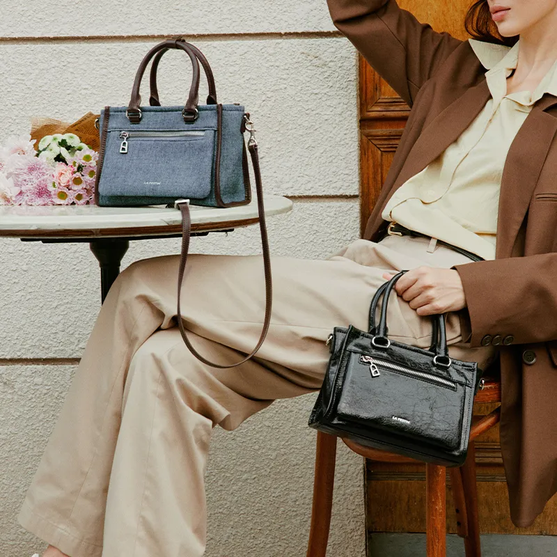 LA FESTIN Top Grain Cow Leather Crossbody Bag Commute Handbag Medium Size Women's Multicolor-1