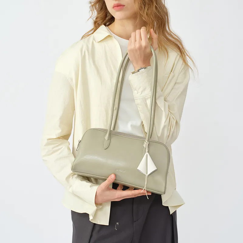 LA FESTIN Split Cow Leather With Synthetic Leather Baguette Underarm Shoulder Bag Women's Multicolor-13