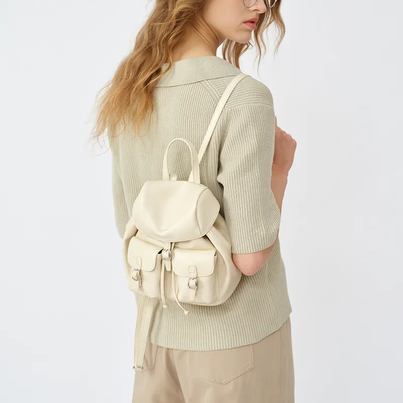 LA FESTIN Cow Leather With Synthetic Leather Backpack Women's Multicolor-2