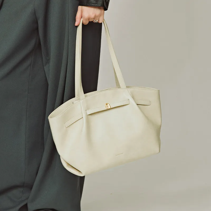 LA FESTIN Top Grain Cow Leather Handbag, Shoulder Bag, Underarm Tote Tubas Women's Cocoa Brown/Coconut Green/Dual Black-9