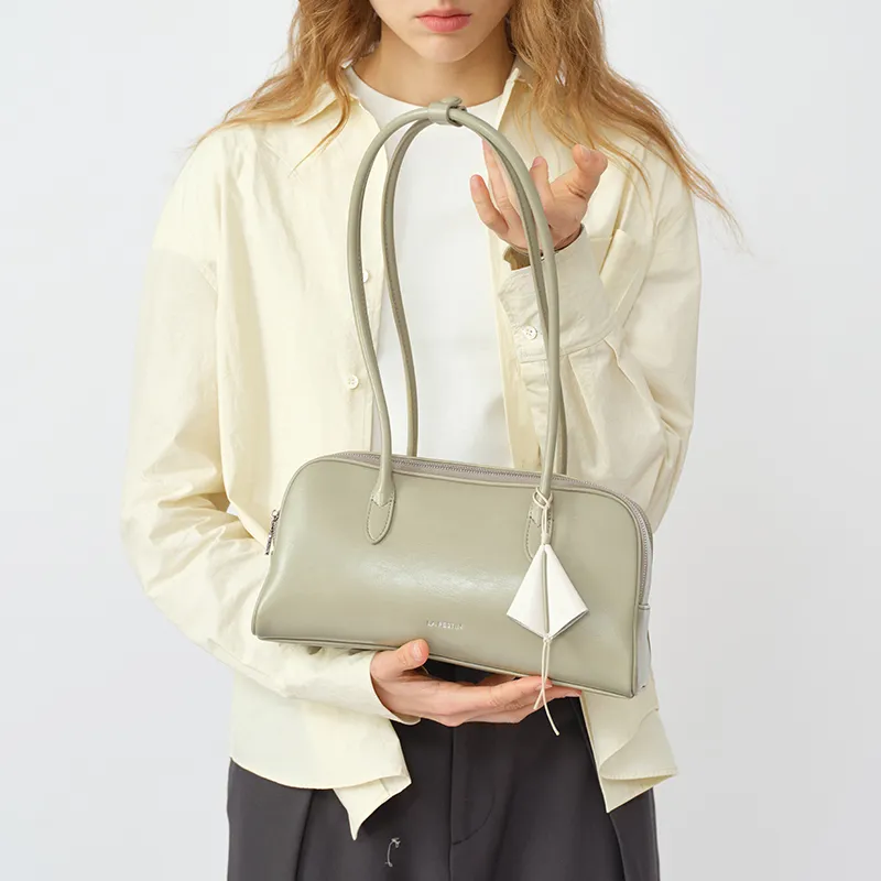 LA FESTIN Split Cow Leather With Synthetic Leather Baguette Underarm Shoulder Bag Women's Multicolor-12