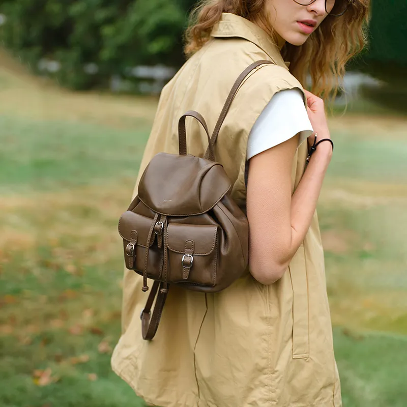 LA FESTIN Cow Leather With Synthetic Leather Backpack Women's Multicolor-15