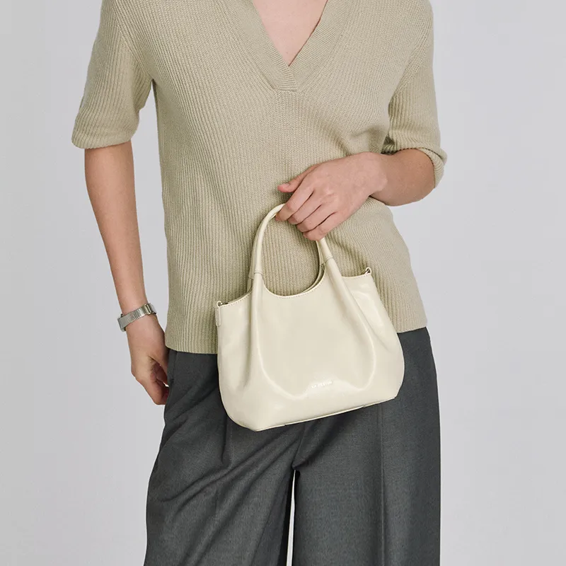 LA FESTIN Top Grain Cow Leather Basket Bag, Shoulder Bag, Crossbody Bag, Handbag Trumpets Women's-5