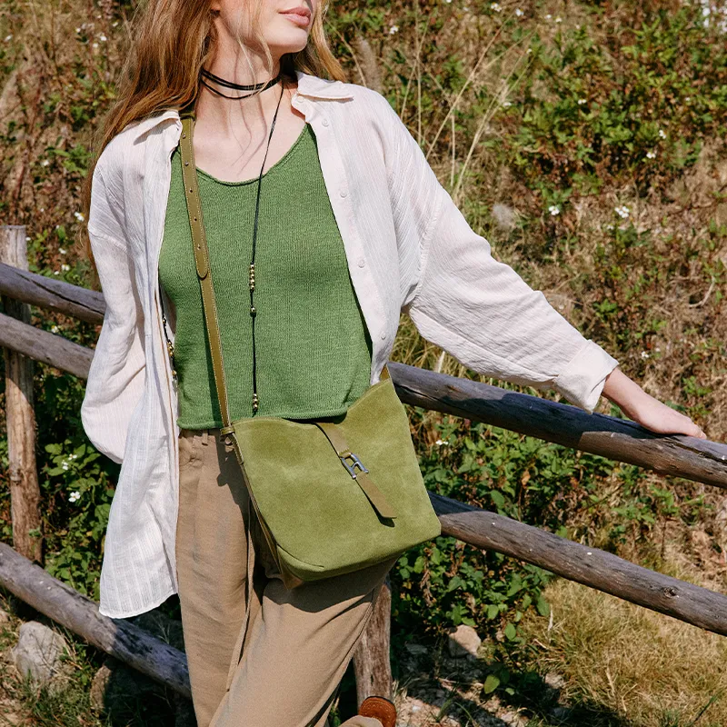 LA FESTIN Cow Leather Bucket Bags Shoulder Bags Medium Size Women's Multicolor-3