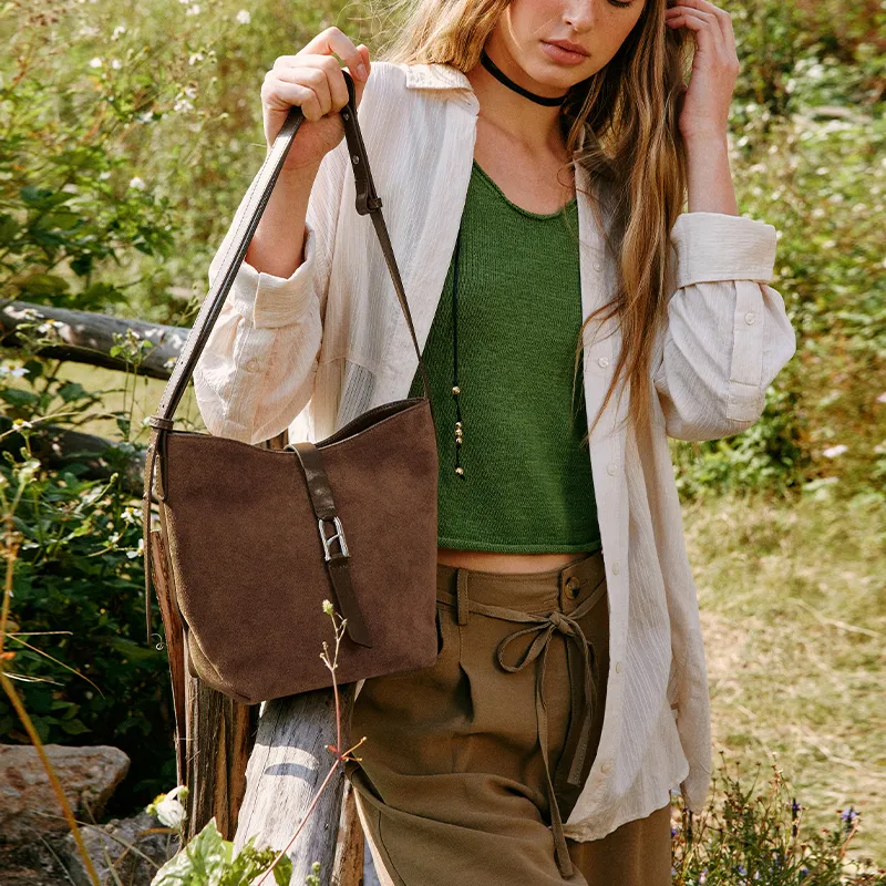 LA FESTIN Cow Leather Bucket Bags Shoulder Bags Medium Size Women's Multicolor-6