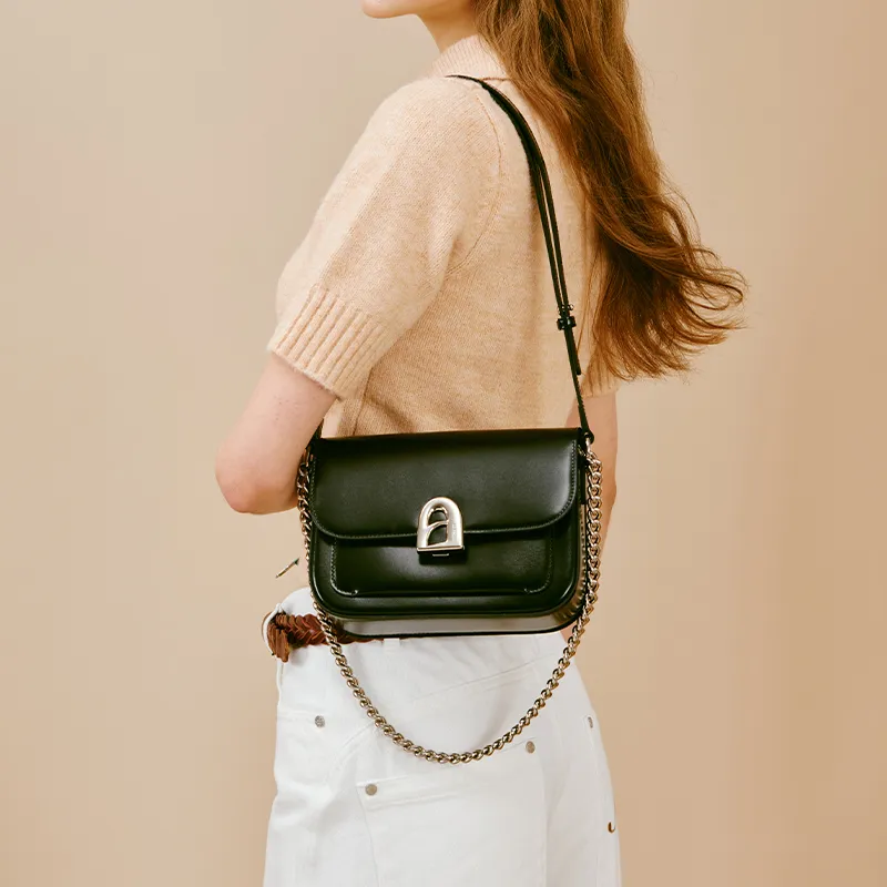 LA FESTIN Cow Leather Commute Shoulder Bag, Crossbody Bag, Underarm Chain Bag Medium Size Women's-9