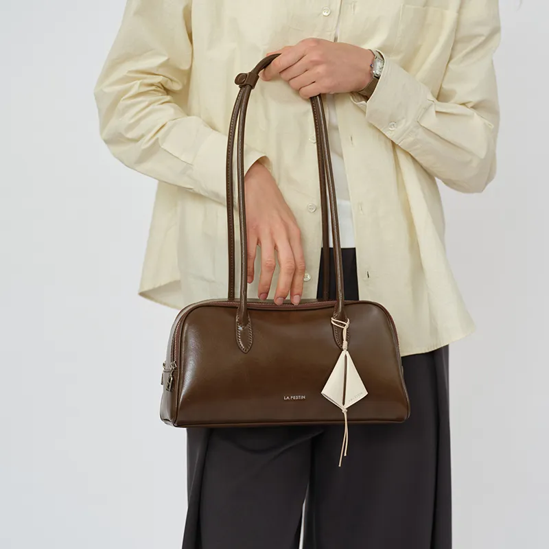 LA FESTIN Split Cow Leather With Synthetic Leather Baguette Underarm Shoulder Bag Women's Multicolor-7