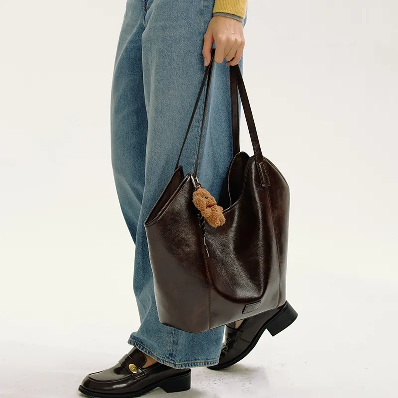 LA FESTIN Synthetic Leather With Cow Leather One Shoulder Bag, Large Capacity Tote Handbag Tubas Women's Multicolor-6