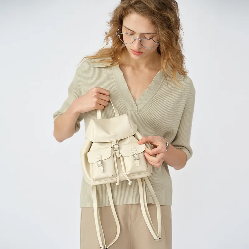 LA FESTIN Cow Leather With Synthetic Leather Backpack Women's Multicolor-4