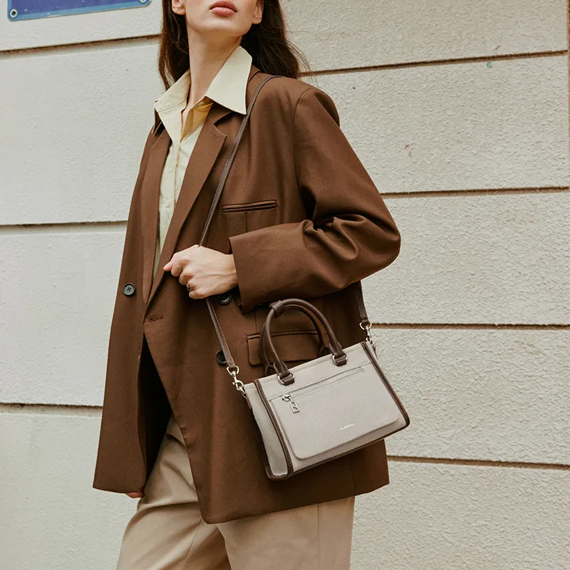 LA FESTIN Top Grain Cow Leather Crossbody Bag Commute Handbag Medium Size Women's Multicolor-9