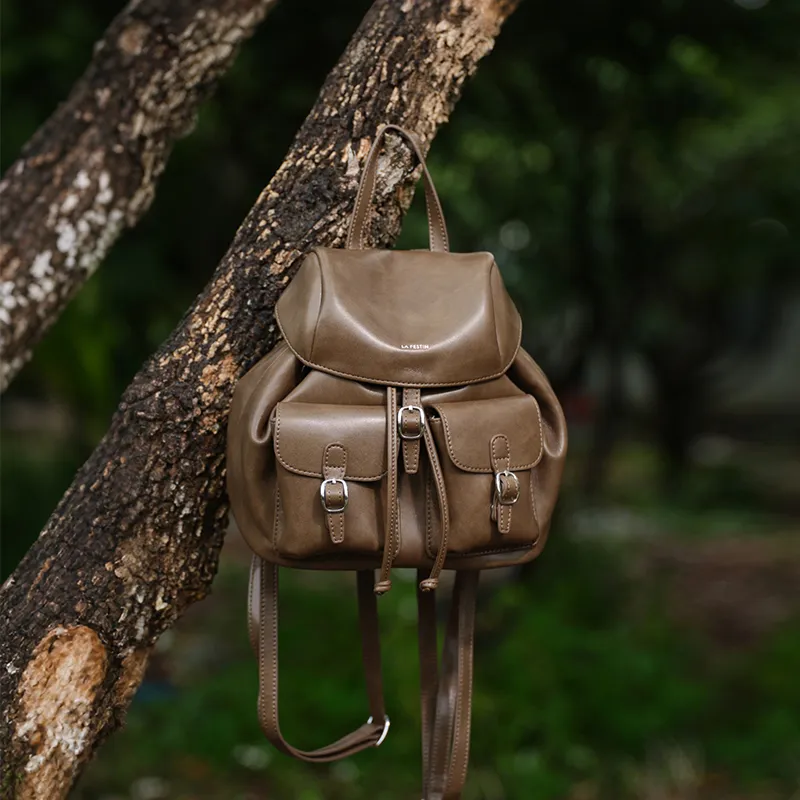LA FESTIN Cow Leather With Synthetic Leather Backpack Women's Multicolor-17